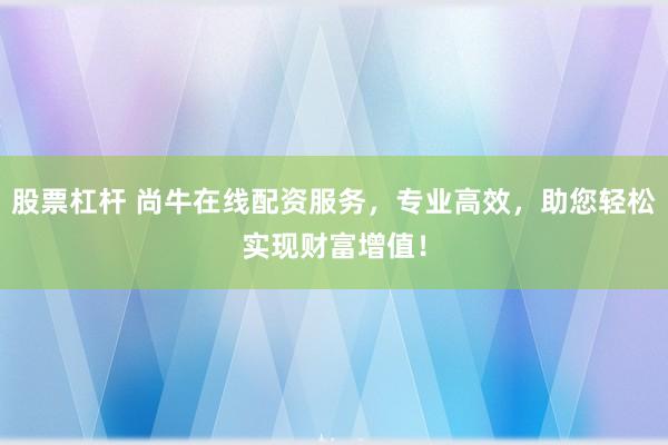 股票杠杆 尚牛在线配资服务，专业高效，助您轻松实现财富增值！
