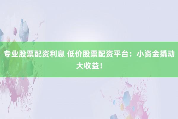 专业股票配资利息 低价股票配资平台：小资金撬动大收益！