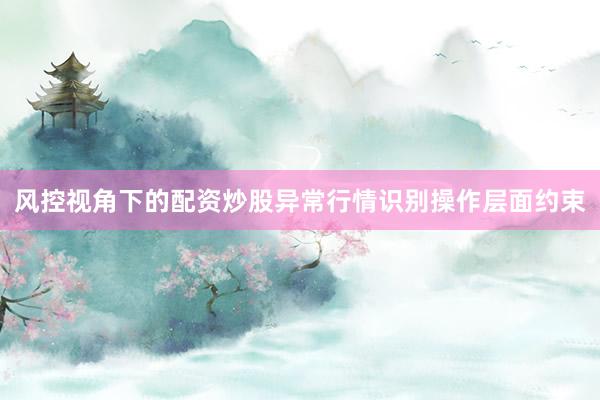 风控视角下的配资炒股异常行情识别操作层面约束